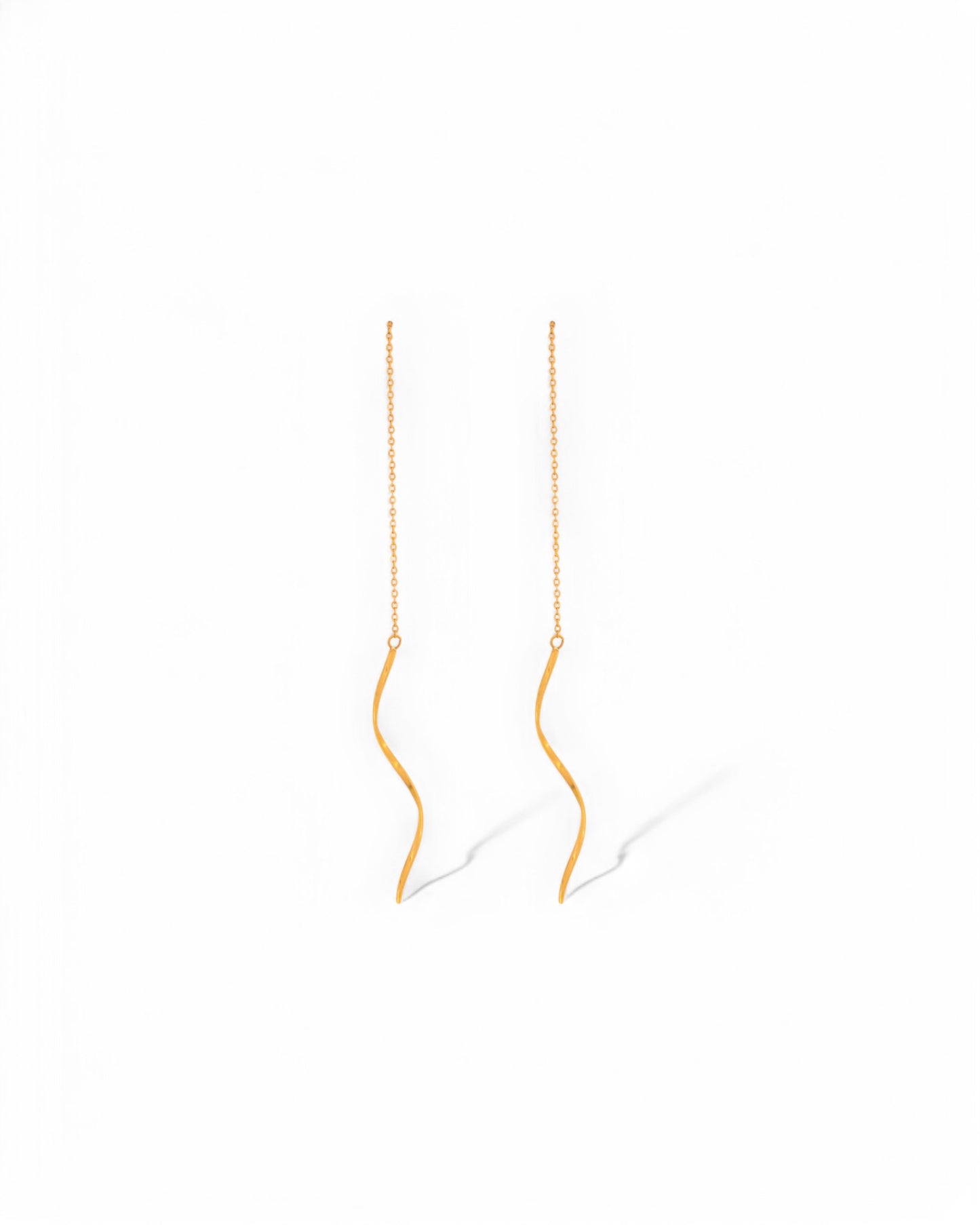 18K Gold Plated Wave Chain Threader Earrings