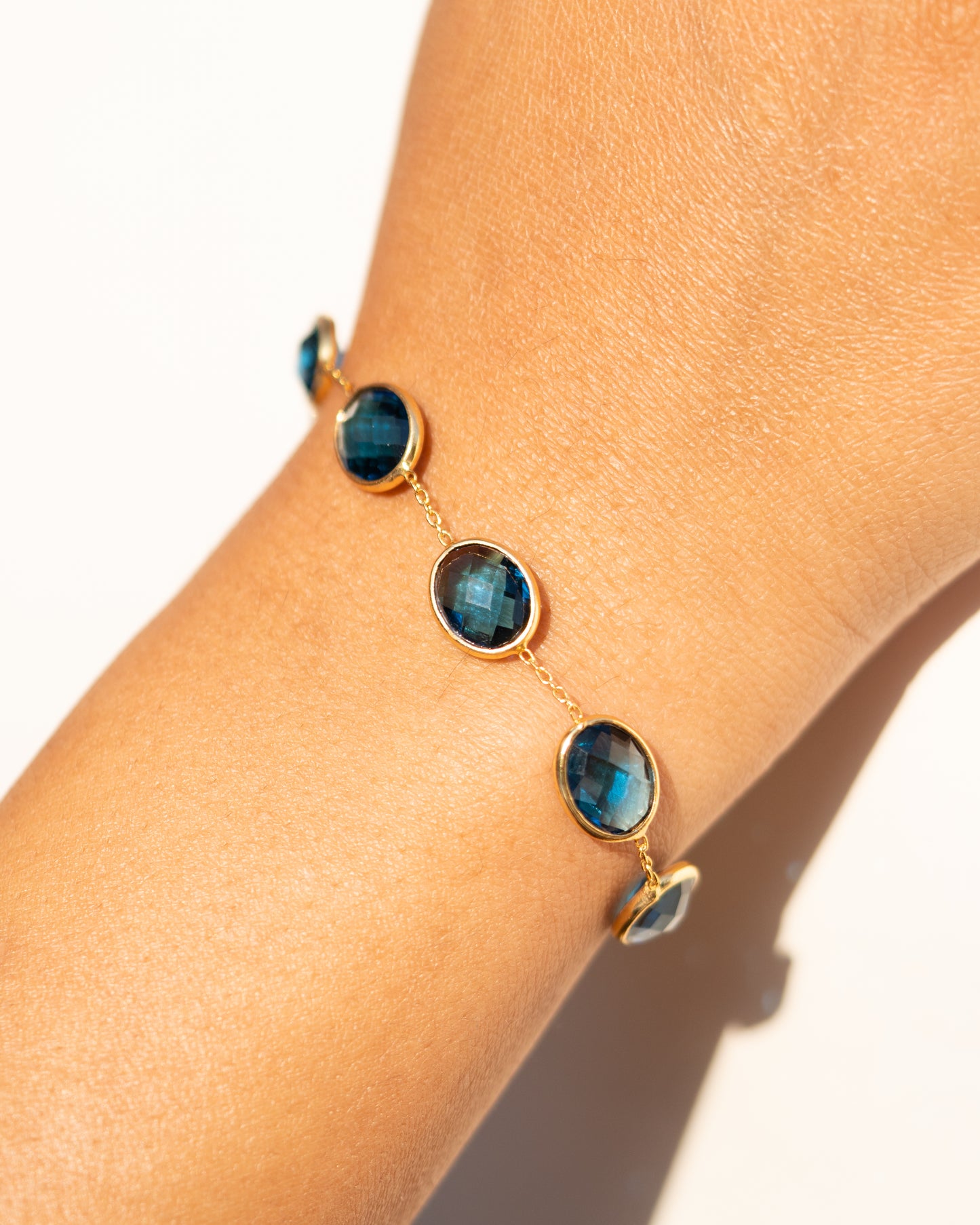 Blue Sapphire Bezel-Set Bracelet | Elegant Handcrafted Jewelry