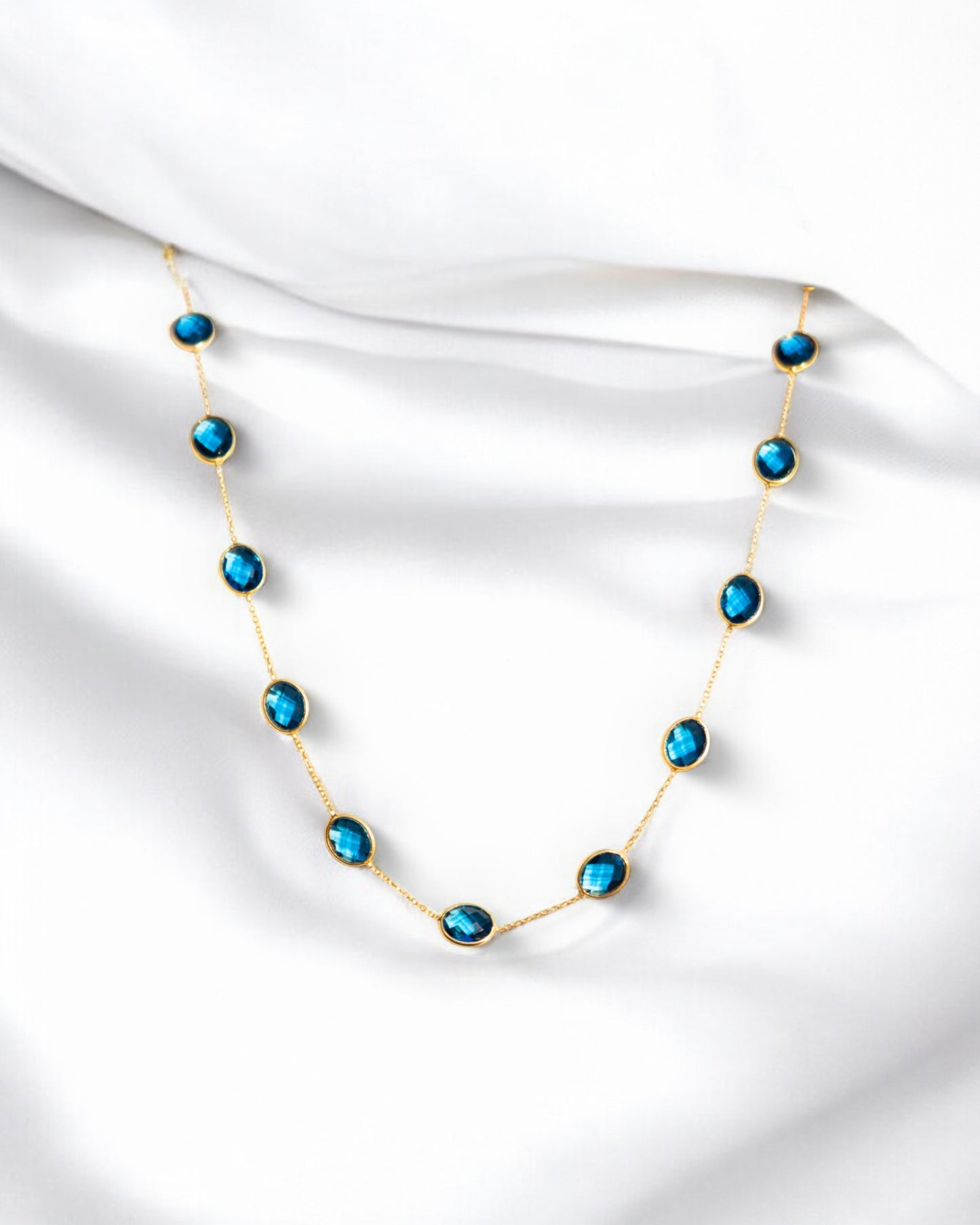 Blue Sapphire Bezel Necklace