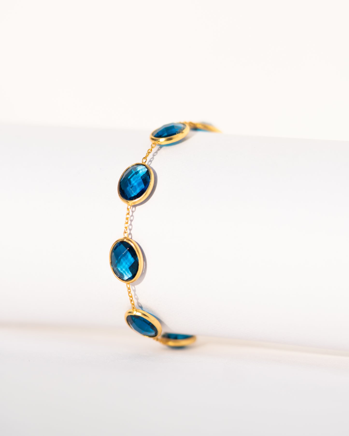 Blue Sapphire Bezel-Set Bracelet | Elegant Handcrafted Jewelry