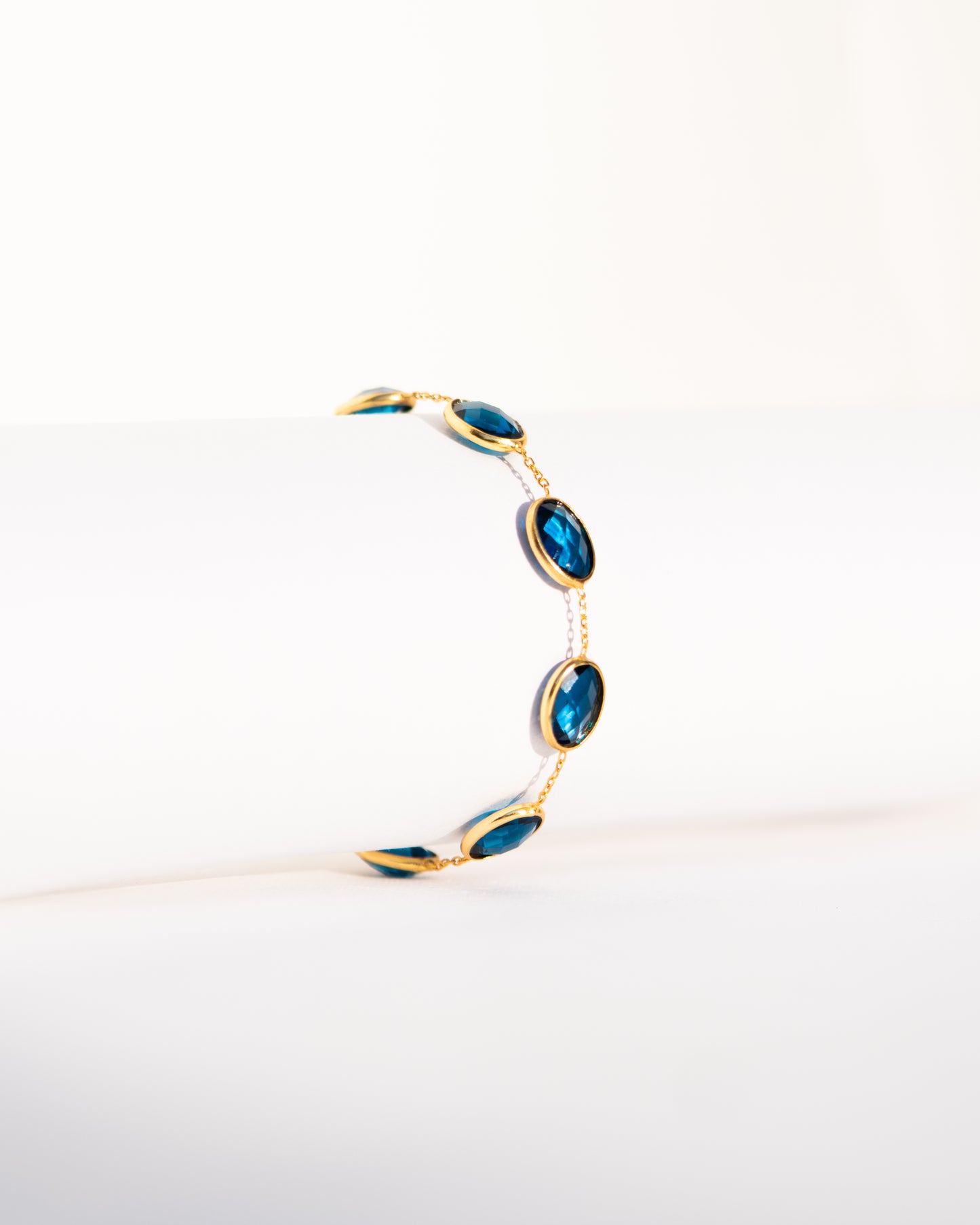 Blue Sapphire Bezel-Set Bracelet | Elegant Handcrafted Jewelry