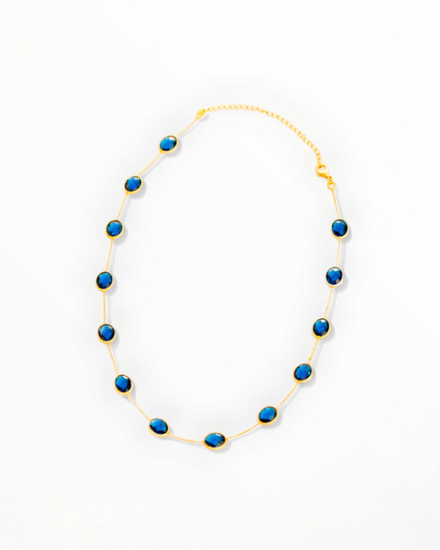 Blue Sapphire Bezel Necklace