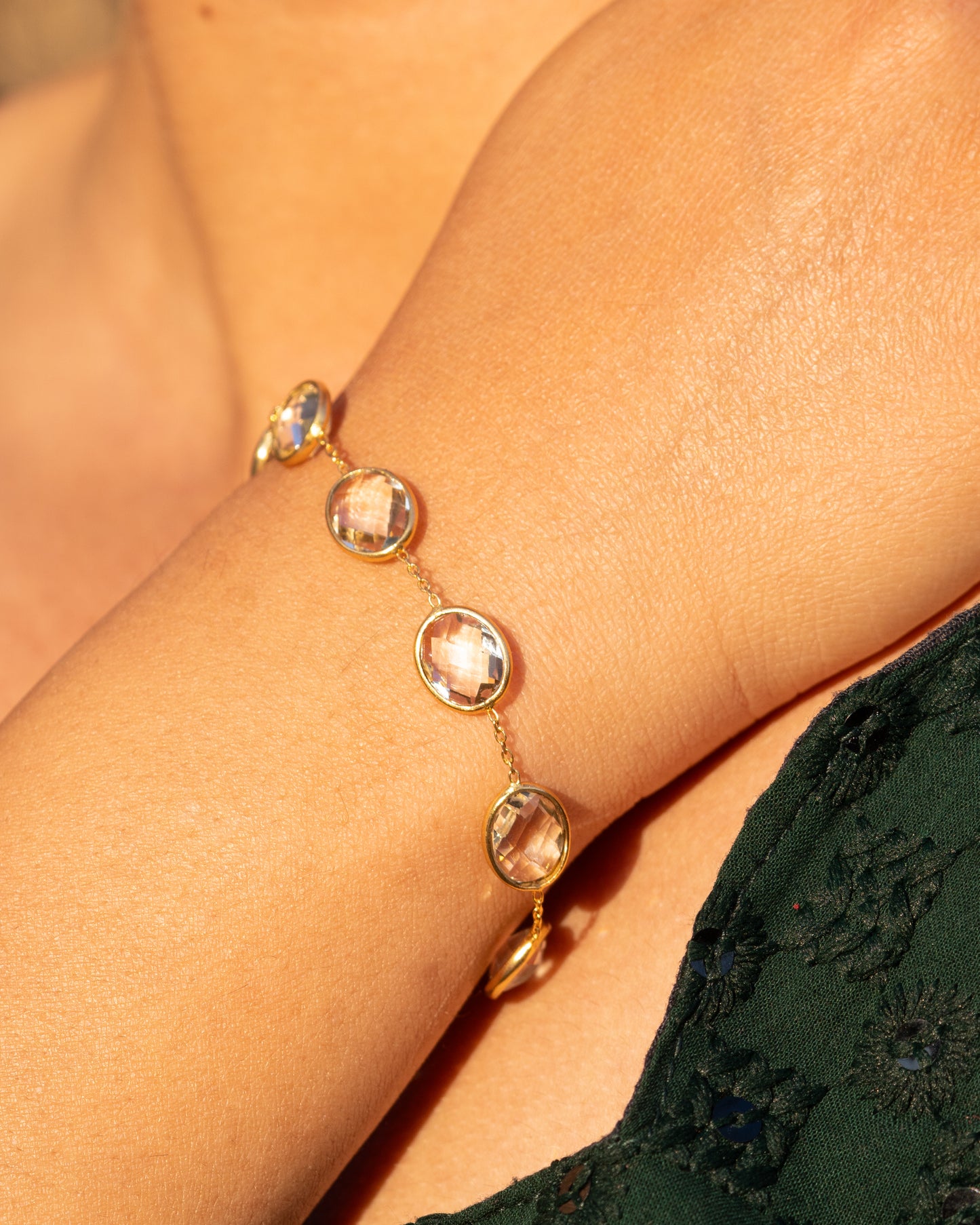 White Topaz Gold Bracelet