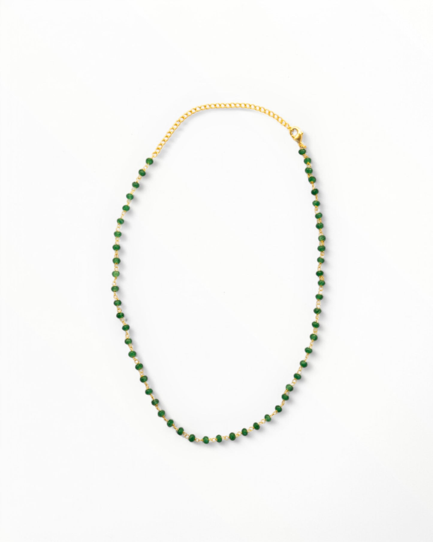 Natural Emerald Beaded Necklace - Handmade Dark Green Gemstone Jewelry