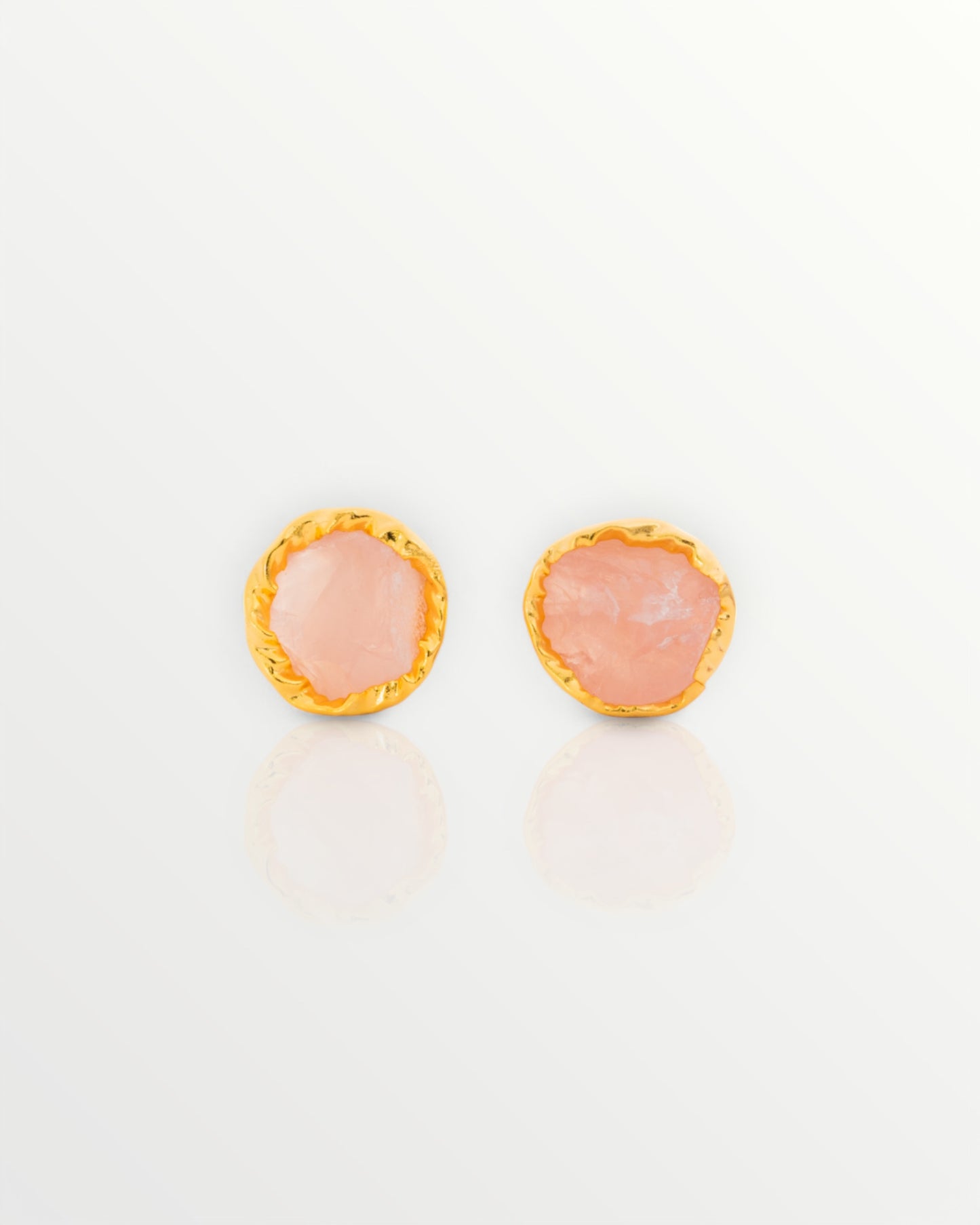 Natural Rose Quartz Stud Earrings - Handcrafted Jaipur Artisan Jewelry
