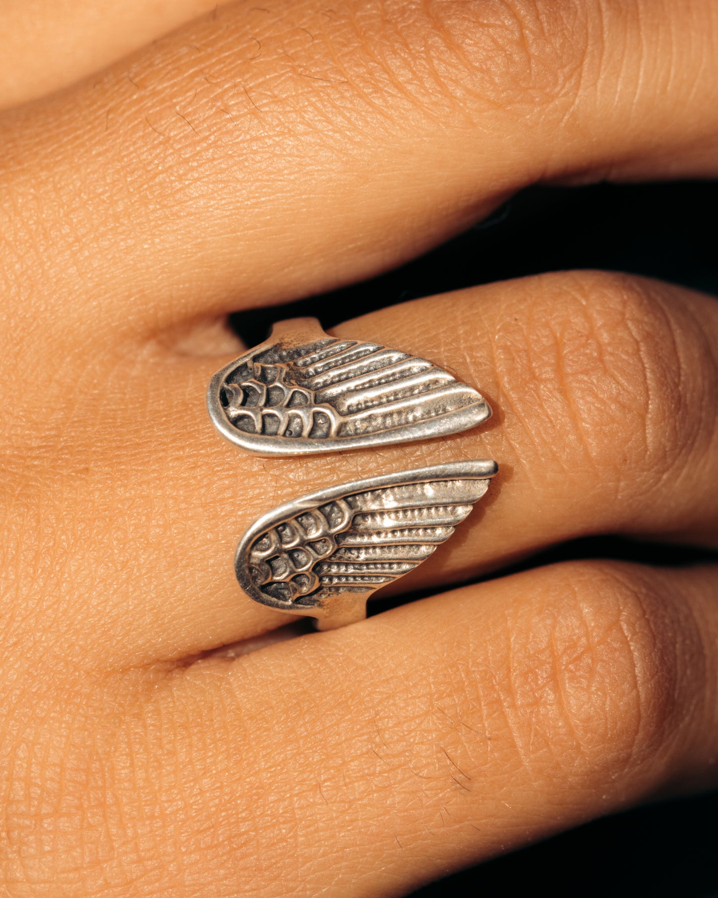 Handcrafted 925 Sterling Silver Angel Wings Ring - Free Siz