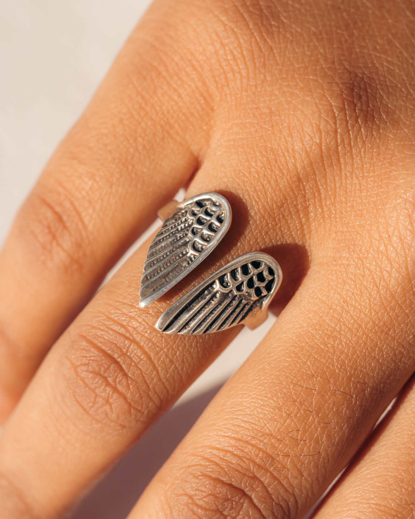 Handcrafted 925 Sterling Silver Angel Wings Ring - Free Siz