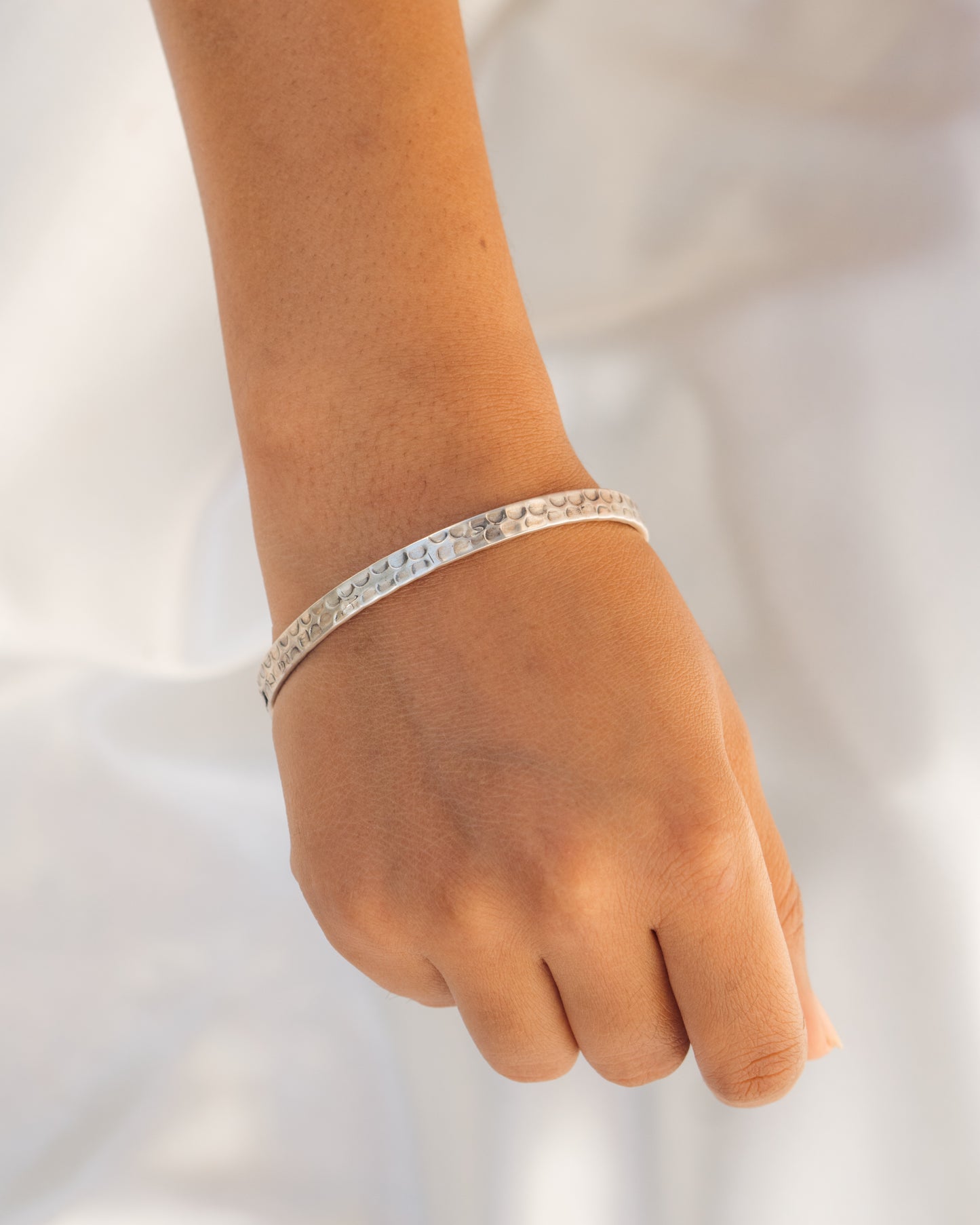 Handcrafted 925 Sterling Silver Hammered Cuff Bracelet