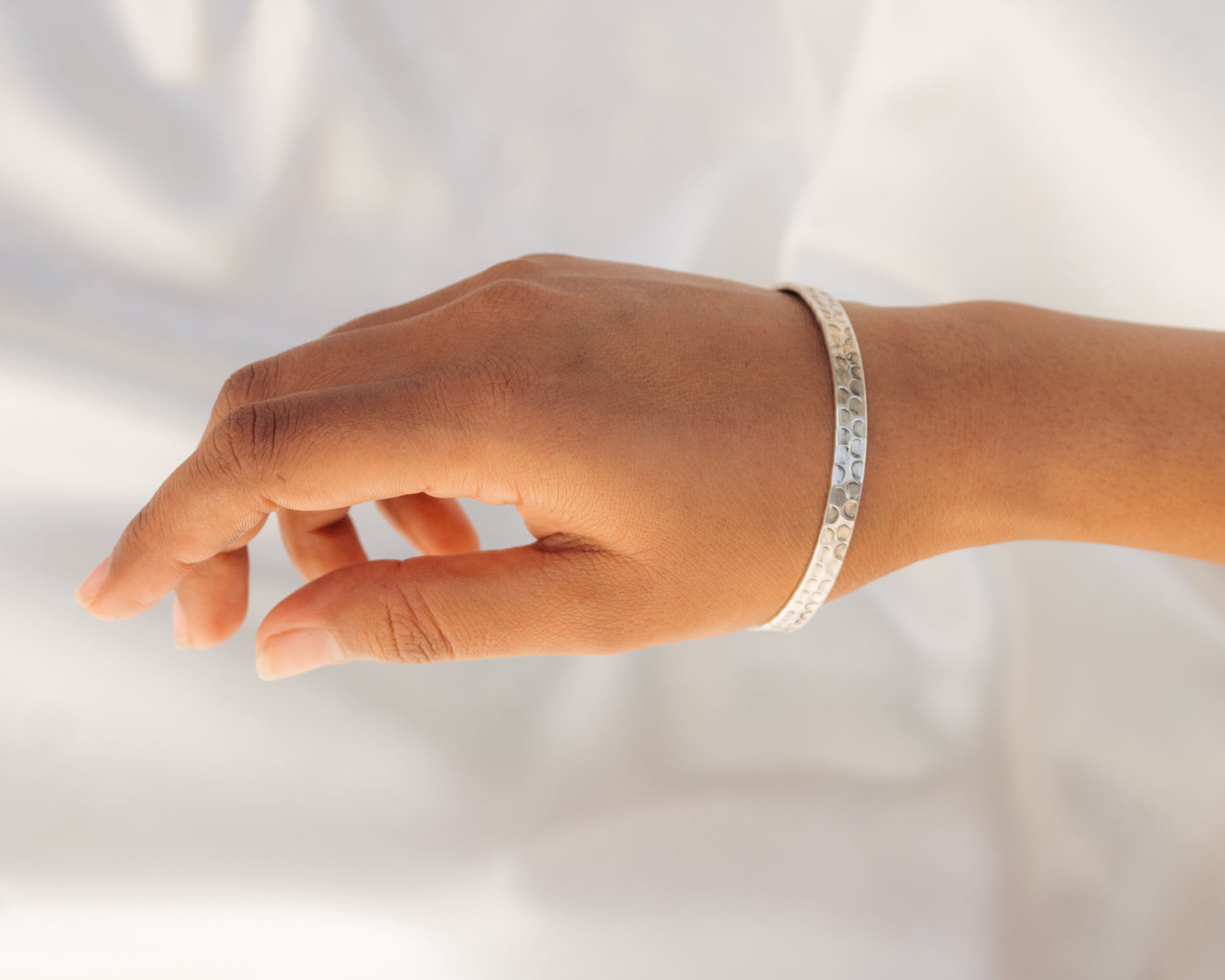 Handcrafted 925 Sterling Silver Hammered Cuff Bracelet