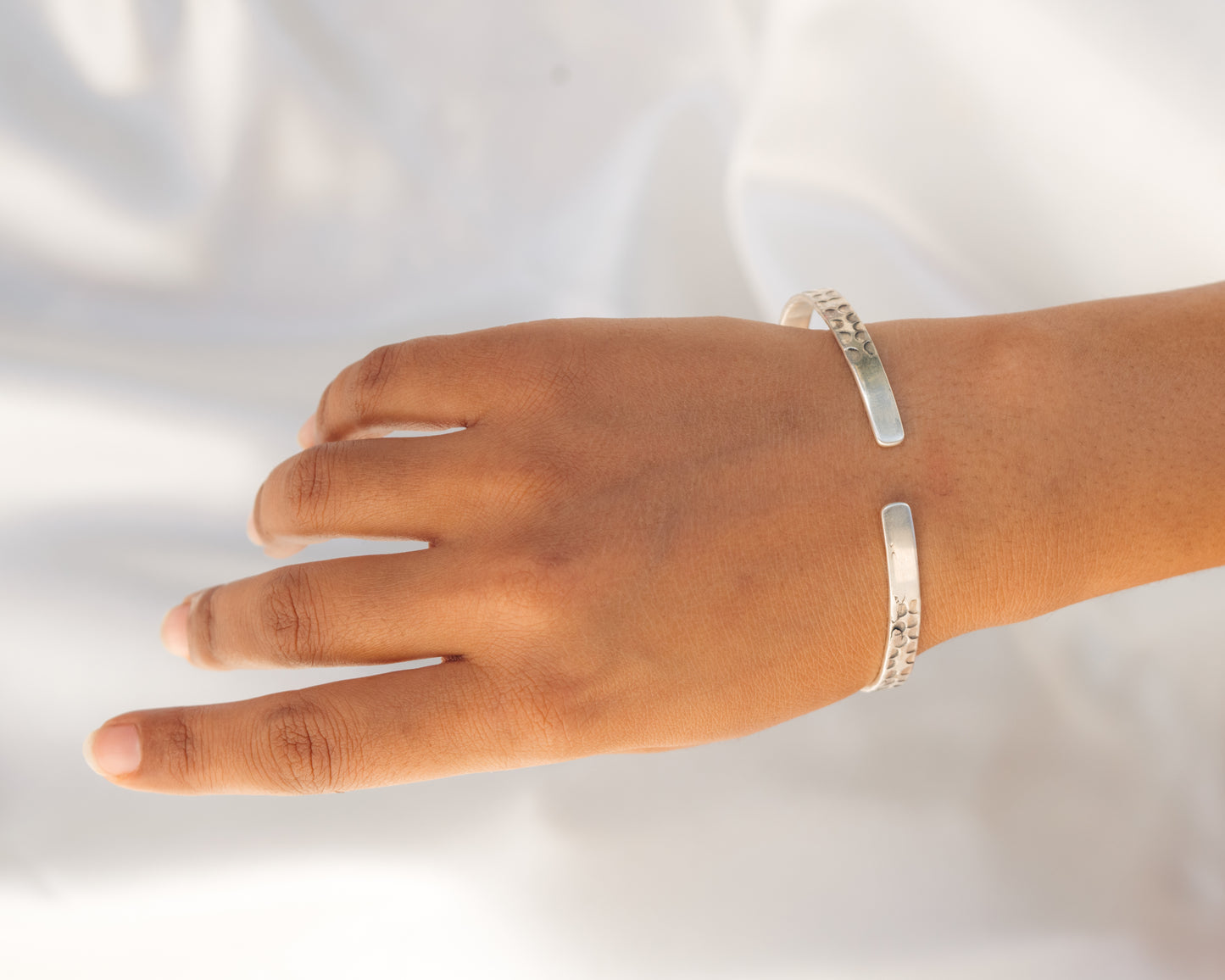 Handcrafted 925 Sterling Silver Hammered Cuff Bracelet