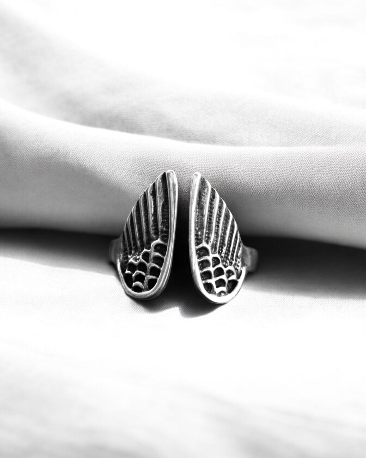 Handcrafted 925 Sterling Silver Angel Wings Ring - Free Siz