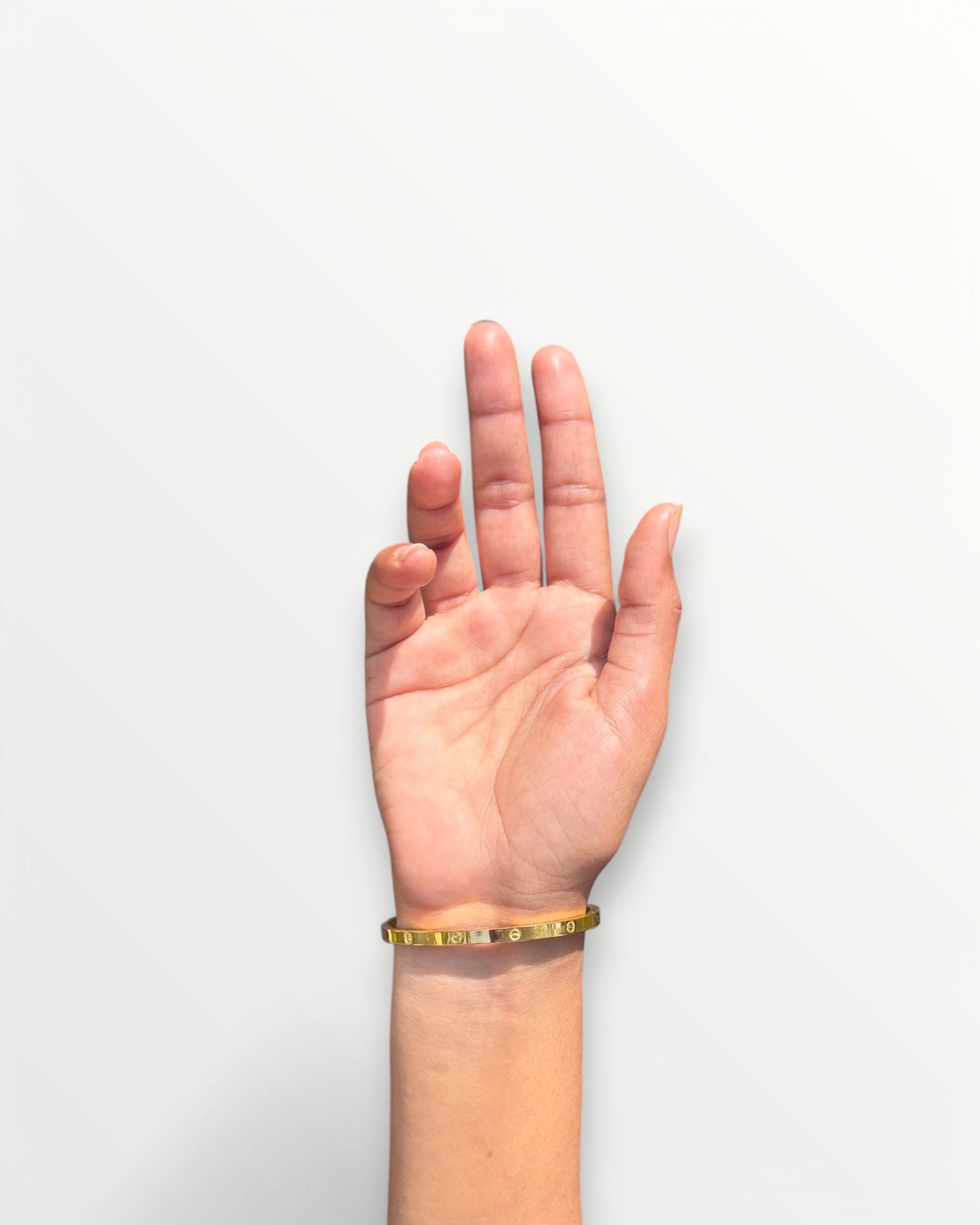 Forever Shine Love Bangle - 18K Anti-Tarnish Gold Plated Designer Bracelet